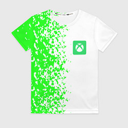 Футболка женская Xbox кислотные зеленые краски, цвет: 3D-принт