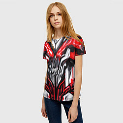 Футболка женская Абстрактный красный череп, цвет: 3D-принт — фото 2