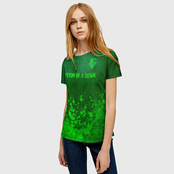 Футболка женская System of a Down - green gradient посередине, цвет: 3D-принт — фото 2