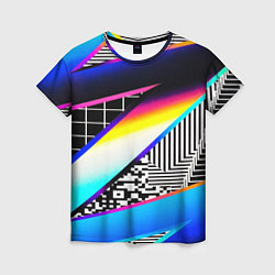 Женская футболка Neon stripes geometry