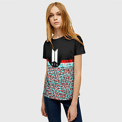 Футболка женская BTS glitch, цвет: 3D-принт — фото 2