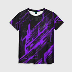 Футболка женская Purple stripes on a black background, цвет: 3D-принт