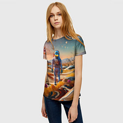 Футболка женская Космонавт на красочной планете, цвет: 3D-принт — фото 2