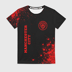 Женская футболка Manchester City - red gradient вертикально