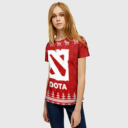 Футболка женская Новогодний Dota с оленями, цвет: 3D-принт — фото 2