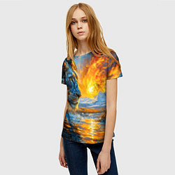 Футболка женская Лев и падение метеорита, цвет: 3D-принт — фото 2