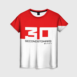 Футболка женская 30 Seconds to Mars - red and white, цвет: 3D-принт