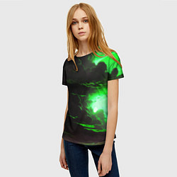 Футболка женская Кислотный зелёный закат, цвет: 3D-принт — фото 2