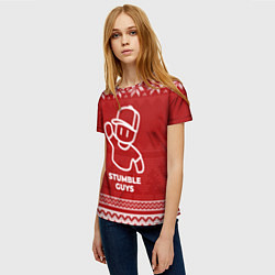 Футболка женская Новогодний Stumble Guys, цвет: 3D-принт — фото 2