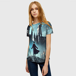 Футболка женская Гарри Поттер перед Хогвартсом - нейроарт фантазия, цвет: 3D-принт — фото 2