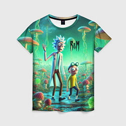 Футболка женская Рик и Морти изучают планету мухоморов - нейроарт ф, цвет: 3D-принт
