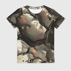 Футболка женская Жидкая субстанция светло-коричневая, цвет: 3D-принт