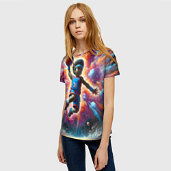 Футболка женская Бейсболист и космос, цвет: 3D-принт — фото 2