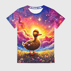 Футболка женская Космическая уточка, цвет: 3D-принт