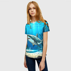 Футболка женская Акула в океане, цвет: 3D-принт — фото 2