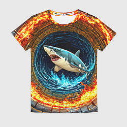 Футболка женская Акула в огненом колодце, цвет: 3D-принт