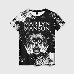Футболка женская Marilyn Manson рок пес, цвет: 3D-принт