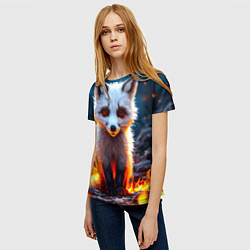 Футболка женская Песец в огне, цвет: 3D-принт — фото 2