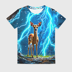 Футболка женская Олененок в разрядах молний, цвет: 3D-принт