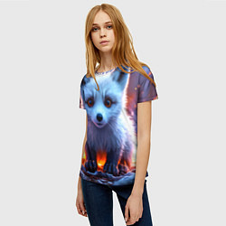 Футболка женская Песец в искрах, цвет: 3D-принт — фото 2