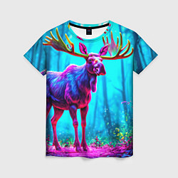 Футболка женская Лось в сереневом свете, цвет: 3D-принт