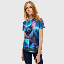Футболка женская Опоссум в синей туманности, цвет: 3D-принт — фото 2