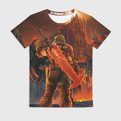 Футболка женская Doom slayer and tower Doom, цвет: 3D-принт