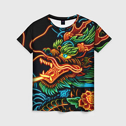 Футболка женская Japanese neon dragon - irezumi, цвет: 3D-принт