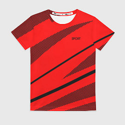 Женская футболка Sport красный с чёрным полосами