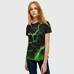 Футболка женская Зеленая молния разлома, цвет: 3D-принт — фото 2