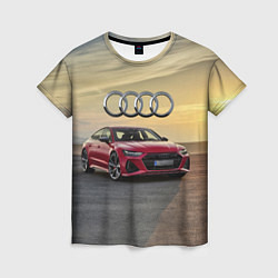 Футболка женская Audi RS 7 на закате солнца, цвет: 3D-принт
