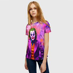Футболка женская Джокер и фиолетовые краски, цвет: 3D-принт — фото 2