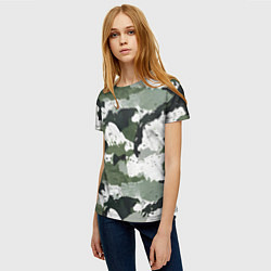 Футболка женская Зеленый фактурный камуфляж, цвет: 3D-принт — фото 2