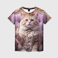 Футболка женская Кот с короной и шампанским, цвет: 3D-принт