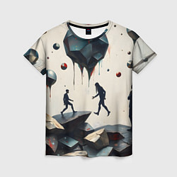Футболка женская Сюрреалистичные люди и камни, цвет: 3D-принт