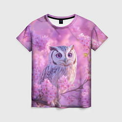 Футболка женская Сова в весенних цветах, цвет: 3D-принт