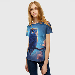 Футболка женская Ночная сова на ветке, цвет: 3D-принт — фото 2