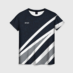 Женская футболка Sport тёмно-синий с полосами