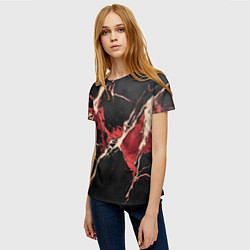 Футболка женская Красно-черная потертая текстура, цвет: 3D-принт — фото 2