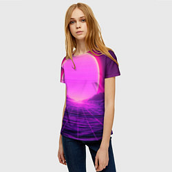 Футболка женская Синтвейв ретровейв неоновый узор и солнце, цвет: 3D-принт — фото 2
