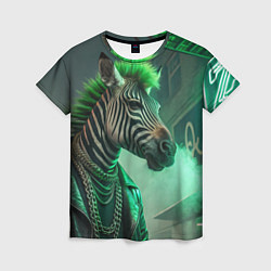 Футболка женская Cyperpunk zebra, цвет: 3D-принт