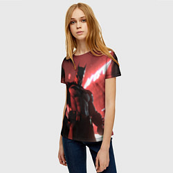 Футболка женская Бэтмен красный ночной город, цвет: 3D-принт — фото 2