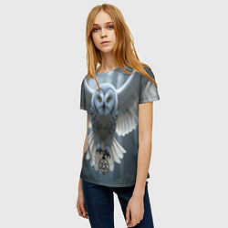 Футболка женская Белоснежная сова, цвет: 3D-принт — фото 2