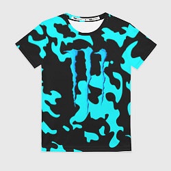 Женская футболка Monster energy камуфляж голубой