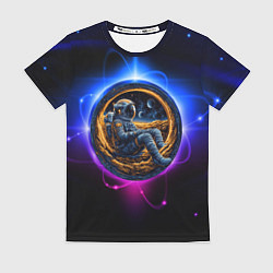 Футболка женская Космонавт в луне, цвет: 3D-принт