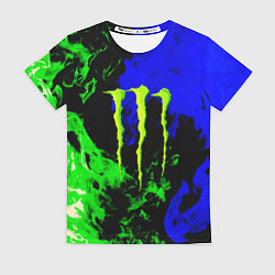 Женская футболка Monster energy кислотный огонь