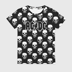 Футболка женская AC DC rock skull, цвет: 3D-принт