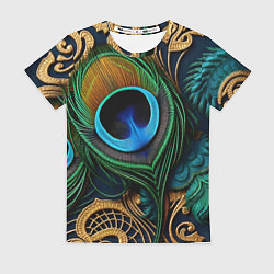 Футболка женская Узоры и перья павлина, цвет: 3D-принт