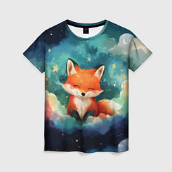 Футболка женская Лисенок на облаках, цвет: 3D-принт