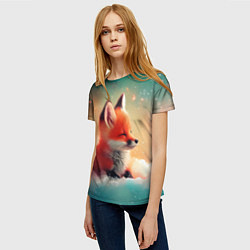 Футболка женская Милый лисенок спит на облаке, цвет: 3D-принт — фото 2